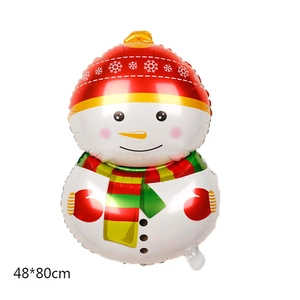 Standing snowman foil balloon for Christmas party decoration in red and white 48x80cm