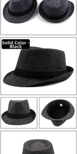 Close-up detail of the black plaid Fedora hat interior showing size label and texture