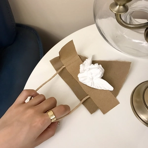 Minimalist gold hammer textured open ring for women with retro wide band design