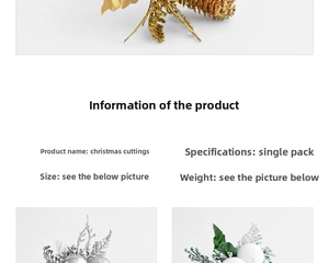 Detailed view of artificial Christmas branch picks with cones and metallic balls