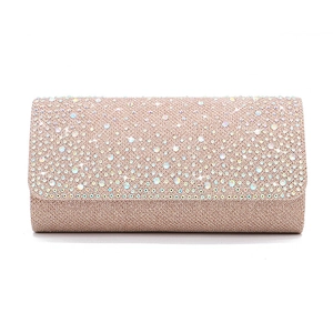 Elegant Rhinestone Fabric Evening Clutch Bag Sparkly Rectangular Handbag With Magnetic Buckle For Women Wedding Party Banquet