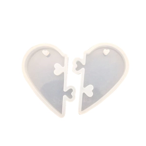 Moule en silicone cœur puzzle pour pendentifs DIY en résine et création de bijoux