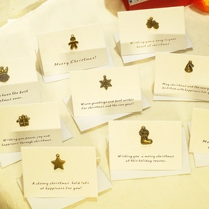 Mini Cartes De Voeux De Noël Breloque Bronze Vintage Cartes Papier Spécial Pliantes Enveloppes Bénédiction Vacances Design Rétro