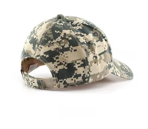 Rear view of digital camouflage baseball cap showing adjustable velcro strap and fabric detail