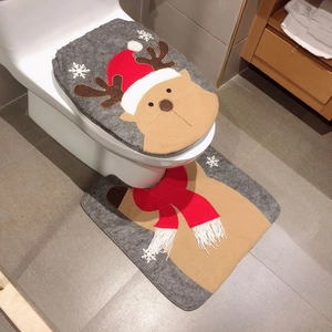 Set copriwater e tappetino natalizio con renna per decorazioni festive bagno