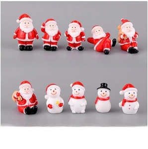 Detailed collection of miniature resin Santa and snowman figurines for Xmas decor