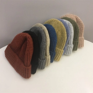 Winter rib-knit beanies in multiple colors including mohair style and cuffed design