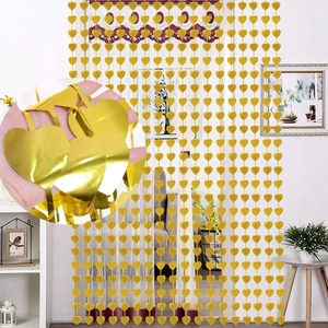 Detail of rose gold heart-shaped foil curtain for Valentine's Day party backdrop decoration