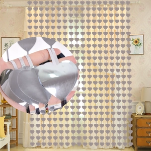 Silver heart sequin curtain for party backdrop and wedding decoration in 2-meter length