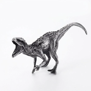 Stainless Steel Dinosaur Model Realistic Metal Desktop Ornament Animal Figurine Collectible Craft Office Home Decor