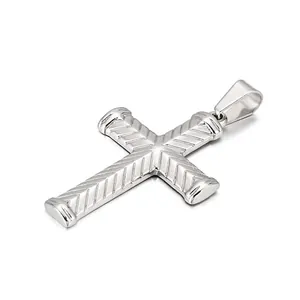 Pendentif Croix Texturé En Acier Inoxydable Hip Hop Religieux Style Industriel Bijoux Pour Hommes