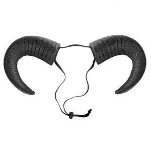 Adjustable black ram horn headpiece with realistic texture for Halloween cosplay party
