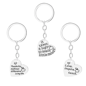 Teacher Appreciation Gift Heart Shaped Keychain Alloy Metal Key Ring Engraved Big Minds Little Minds For Women Teachers