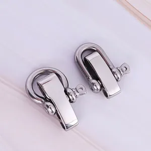 Set of two polished 304 stainless steel horseshoe D-shackles for DIY bracelets