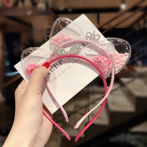 Cute cat ear headbands with sparkling sequins and crown detail for girls