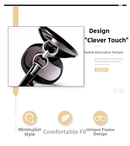 Detail of elegant black sunglasses showing the silver metal double ring hinge decoration