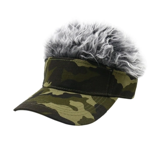 Cappello da baseball mimetico con parrucca grigia divertente per uomo e donna