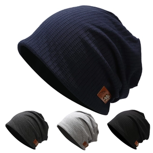 Bonnet En Maille Slouchy Tricoté Chaud Hiver Extérieur Casquette Décontractée Avec Étiquette En Cuir Pour Hommes Femmes