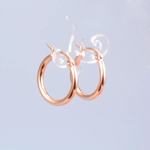 Hoop Earrings 316L Stainless Steel 18K Gold Plated Minimalist Round Tube Latch Back Simple Classic For Women