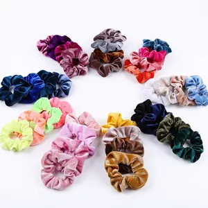 Lot de 50 chouchous en velours pour femmes dans diverses couleurs vives et douces