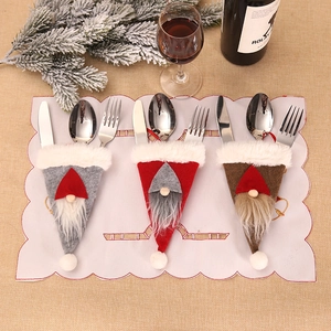 Christmas Gnome Cutlery Holder Felt Silverware Bag For Table Decoration Nordic Style Xmas Party Dinnerware Accessory