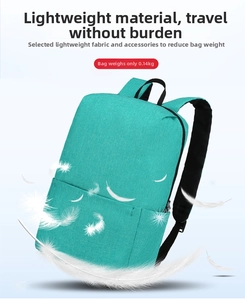 Lightweight teal travel backpack weighing only 0.14kg with waterproof nylon material