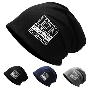 Slouchy Beanie Hat Cotton Blend Knit Fashion Letter Print Soft Breathable Lightweight Skull Cap For Women Daily Sleep