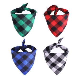 Detail showing four classic checkered patterns for cotton pet bandanas in various colors