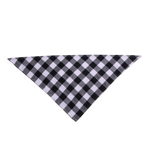 Detail of checkered pet bandana with high-quality black and white cotton knit fabric