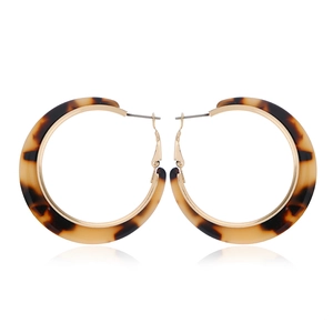 C-Shaped Hoop Earrings Alloy Acetate Resin Tortoiseshell Leopard Print Geometric Retro Fashion Jewelry For Women