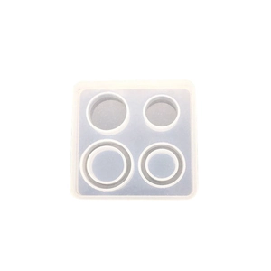Square silicone mold with four circular cavities for DIY crystal resin jewelry casting