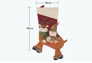 Détails des chaussettes de Noël Père Noël et renne, dimensions 24cm x 46cm avec boucle d'attache