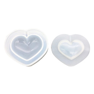 Juego de dos moldes de silicona en forma de corazón para manualidades de resina DIY