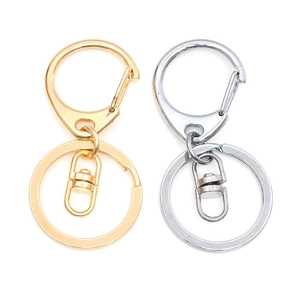 Golden and silver metal D-ring keychain sets with lobster clasps for DIY jewelry making