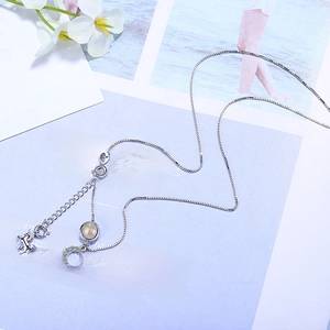Elegant silver unicorn necklace with moon pendant and moonstone for women