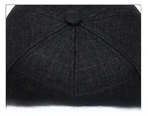 Detailed macro view showing stitched top seam and fabric texture of checkered flat cap