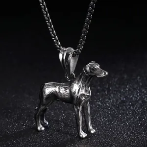 Dog Pendant Necklace 316L Stainless Steel Retro Animal Shape Punk Style Jewelry Gift For Men