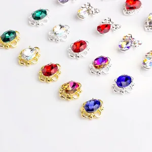 Bijoux à ongles avec nœuds papillon, strass K9 et montures en métal doré ou argenté