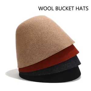 Cappello a Secchiello in Pura Lana Vintage per Uomo Donna Autunno Inverno Caldo Cappello da Pescatore in Feltro di Lana