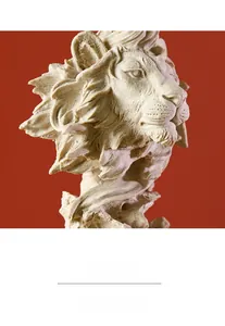 Macro detail of Nordic resin lion head sculpture showing intricate mane texture and finish