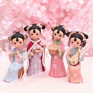 Ancient Chinese Style Girl Gegge Resin Figurine Creative Hanfu Princess Ornament Desktop Decorative Miniature Statues Gift