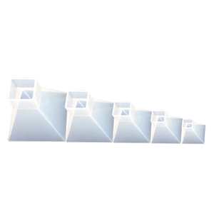Five-piece pyramid silicone mold set for DIY epoxy resin craft in various sizes