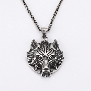 Wolf Head Pendant For Men Stainless Steel Punk Gothic Vintage Animal Head Jewelry Accessory