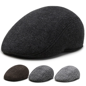 Men Flat Cap Wool Blend Windproof With Ear Flaps Winter Warm Vintage Newsboy Hat For Middle Aged Elderly Father