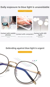Detailed view of anti-blue light round glasses protecting against digital screen glare