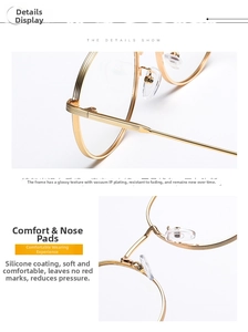 Detail of golden metal round frame showing IP plating and soft silicone nose pads