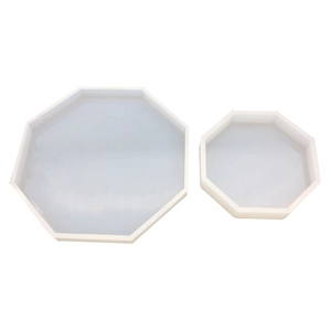 Set of two octagonal silicone resin molds for DIY crafts on a clean white background