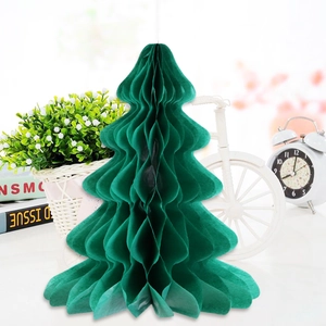 Green honeycomb paper Christmas tree centerpiece for festive holiday home party decor