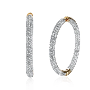 Round Hoop Earrings Micro Pave White Cubic Zirconia Brass Electroplated Gold Elegant Fashion Jewelry For Women