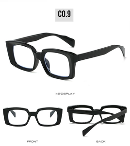 Detailed multi-angle view of chunky square black frames showing front and back design